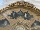 Antique 19th Century Victorian Hand Painted Mother Of Pearl Lace Fan Shadow Box