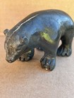 Vtg Inuit Bear Carving    black Stone  White Vein Lines 4 5  X 2 5