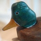 Antique Primitive Folk Art Hand Carved Duck Decoy Wood Mallard Male 
