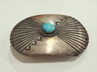 Vintage Sterling Silver Belt Buckle W  Turquoise Native American Navajo