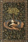 Medieval Wall Tapestry Unicorn In Captivity Captured Surrounded By Snake 42 x28 