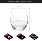 Stemless Wine Glasses Set Of 12  15 Ounce Smooth Rim Standard Wine Glass Tumbler