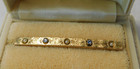 Art Nouveau 14k Gold Bar Pin Seed Pearls Blue Topaz - 3 Grams - Antique Box