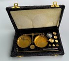 Vintage Brass Balance Scale Set With Weights   Tweezers In Black Case 