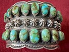 Vtg Magnificent Navajo Andy Cadman Huge Turquoise Sterling Cuff Bracelet 153 Gr
