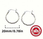 1pair Hypoallergenic Twisted Round Hoop Earrings     Lightweight 925 Silver Design