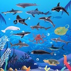 24pcs Mini Ocean Animal Figurines  Realistic Cake Toppers With Sharks  Whales