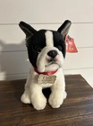 Fao Schwarz Adopt A Pets Plush Black   White Realistic Sitting Bulldog Dog New