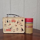 Teanager Thermos Metal Lunchbox And Thermos Set School Theme Pre-1970