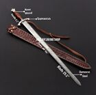 Fully Hand Forged Damascus Steel Medieval   Viking Sword With Leather Sheath 