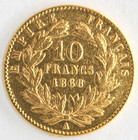France 10 Francs Ruler Napoleon Iii  900 Fine Gold Coin Random Year Km  800 2
