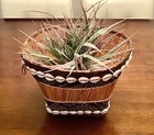 Antique African Yoruba Woven Basket Leather And Cowrie Shells