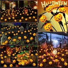 Halloween Solar Lights 2 Pack 12 Led Pumpkin Spider Bat Garden Yard Lawn Decor