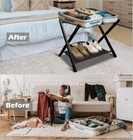 Fandature Folding Luggage Rack For Guest Room  Metal Foldable Suitcase Stand Hol