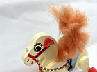 Vintage Wp183 Wooden Horse With Soldier Painted Rolling Rider Child s Pull Toy