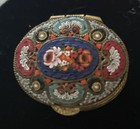 Vintage Estate Italian  Gold Tone Micro Mosaic Flower  Intricate Pill Box