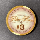Venetian Las Vegas Nevada  3 Casino Chip 2009 Poker Room Gaming Token Cards