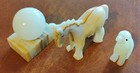 Lot Of 3 Vintage Onyx Figurines  Ball On Pedestal  Horse    Dog