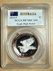 2014 Australia Australian Wedge-tailed Eagle High Relief  1 1 Oz Silver Pcgs