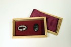 Japanese Fuchi Kashira     Shakudo Cloud Lion High-relief Signed Naotsune Antique