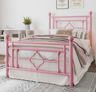 Twin Size Bed Frame Metal Cross Pattern Kid Girl Bed Pink Cama Para Ni  as Rosita
