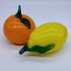 Vtg Handblown Murano Style Art Glass Fruit Lemon And Orange