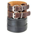 2 Layer Men Bracelet Wristband Soft Leather Cuff Bangle Punk Black brown Us