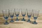 Set Of 6 Vintage Libbey Wine Water Goblets Sirrus Light Blue Horizon Glass 12 Oz