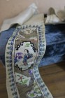 Antique Pair 2 Chinese Embroidered Silk   Metallic Sleevebands Figures Landscape
