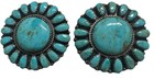 Vtg Navajo 925 Steeling Signed Lmb Turquoise Cluster Earrings Navajo Begay Style
