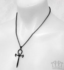 Gothic Ankh Black Sword Cross Pendant Necklace Egyptian Symbol Charm Punk Unisex