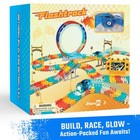 Glow In The Dark Car Track Set For Kids - Light Up Flexible Toy Gift 3-8 Years