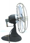 Vintage Deco Retro Streamline Atomic Chrome   Black Electric Fan - Works Great 