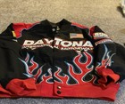 Watson Racing Daytona International Motorway Bomber Jacket Black Red Flame New L