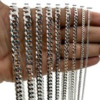 Real 925 Solid Sterling Silver Mens Curb Cuban Chain Necklace Or Bracelet Italy