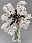 Vintage French Beaded Flower Bouquet 4 Tall Exotic White Black Red   Gold