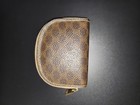 C  line Brown beige Leather Zip Coin Purse Wallet Monogram Style Made In Italy