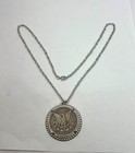 Morgan Peace Eisenhower Dollar Bezel Pendant Charm Necklace Silver Tone - Kr42