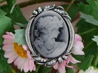 Vintage Inspire Repro Crystal Rhinestone Cameo Maiden Fashion Pin Brooch Jewelry