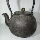 Early 20th C  Antique Japanese Meiji Period Tesubin Tea Pot Cast Iron Kettle