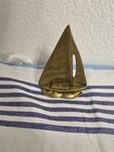 Vtg Solid Brass Sail Boat Nautical Ship Sculpture Decor Beach By Nanco Metal