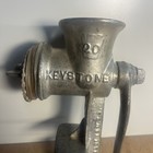 Vintage Keystone No  20 Table Mount Hand Crank Meat Grinder Includes 4 Blades