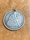 1887 Victorian Love Token Engraved Initials D M Liberty  Dime Silver Us Coin