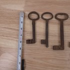 Lot Of  5  Antique Forged Iron Wroght Skeleton Door Gate Ward Key Large 5  To 6 