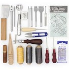 21pieces set Leather Craft Hand Tools Sewing Hole Punch Line Scissors Awl Waxed