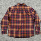 Eddie Bauer Mens Button Up Shirt Size L Orange Plaid Flannel Cotton Long Sleeve