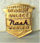 Vtg  Nash Auto Co 10 Point Select Dealer Employee Award Tie lapel Screw Back Pin
