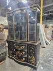 Drexel 1955 Black Laquer Breakfront Asian China Cabinet
