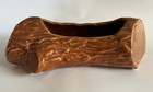 Vintage Hull Brown Ceramic Log Planter Pot  Woodgrain Pattern  Glossy  8 In
