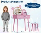 Children s Dressing Table With Lights storage Drawers   Stool cute Bear Shaped